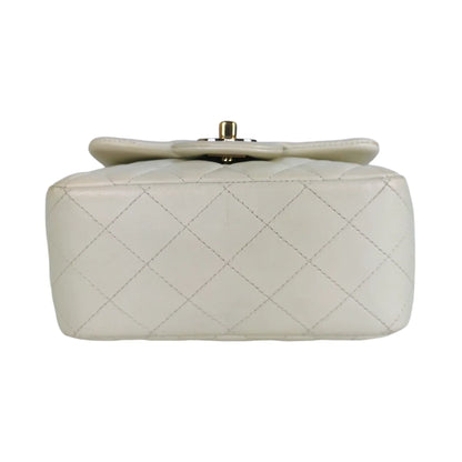 Chanel Classic Mini Square White Lambskin Gold