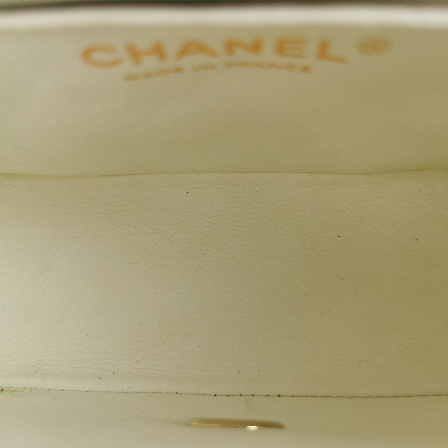 Chanel Classic Mini Square White Lambskin Gold