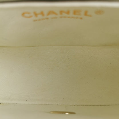 Chanel Classic Mini Square White Lambskin Gold