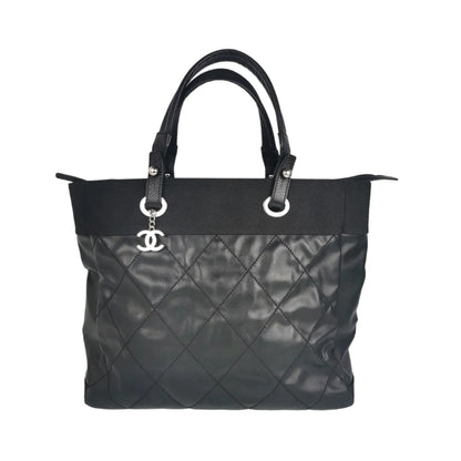 Chanel Tote Bag Black Coated Canvas