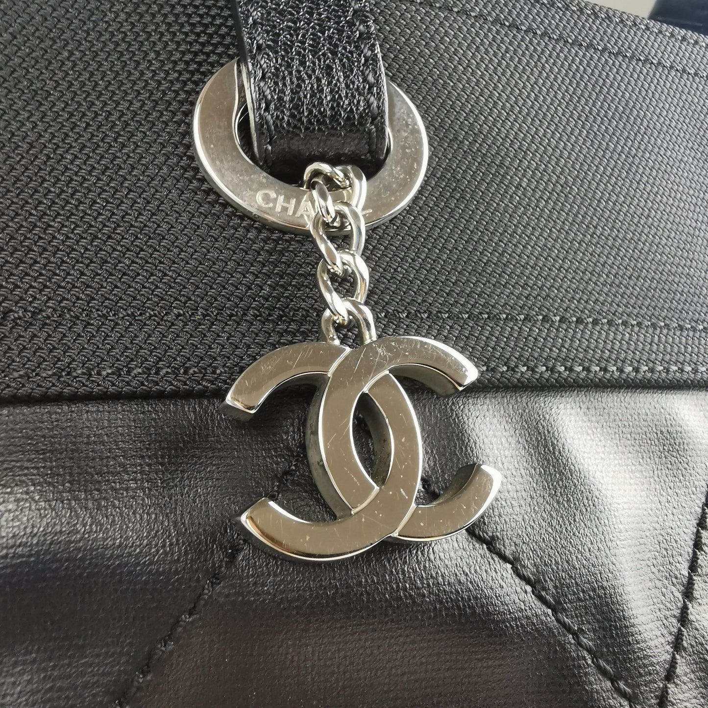 Chanel Tote Bag Black Coated Canvas