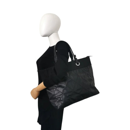 Chanel Tote Bag Black Coated Canvas