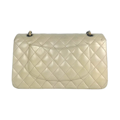 Chanel Classic Double Flap Medium Ivory Lambskin Silver