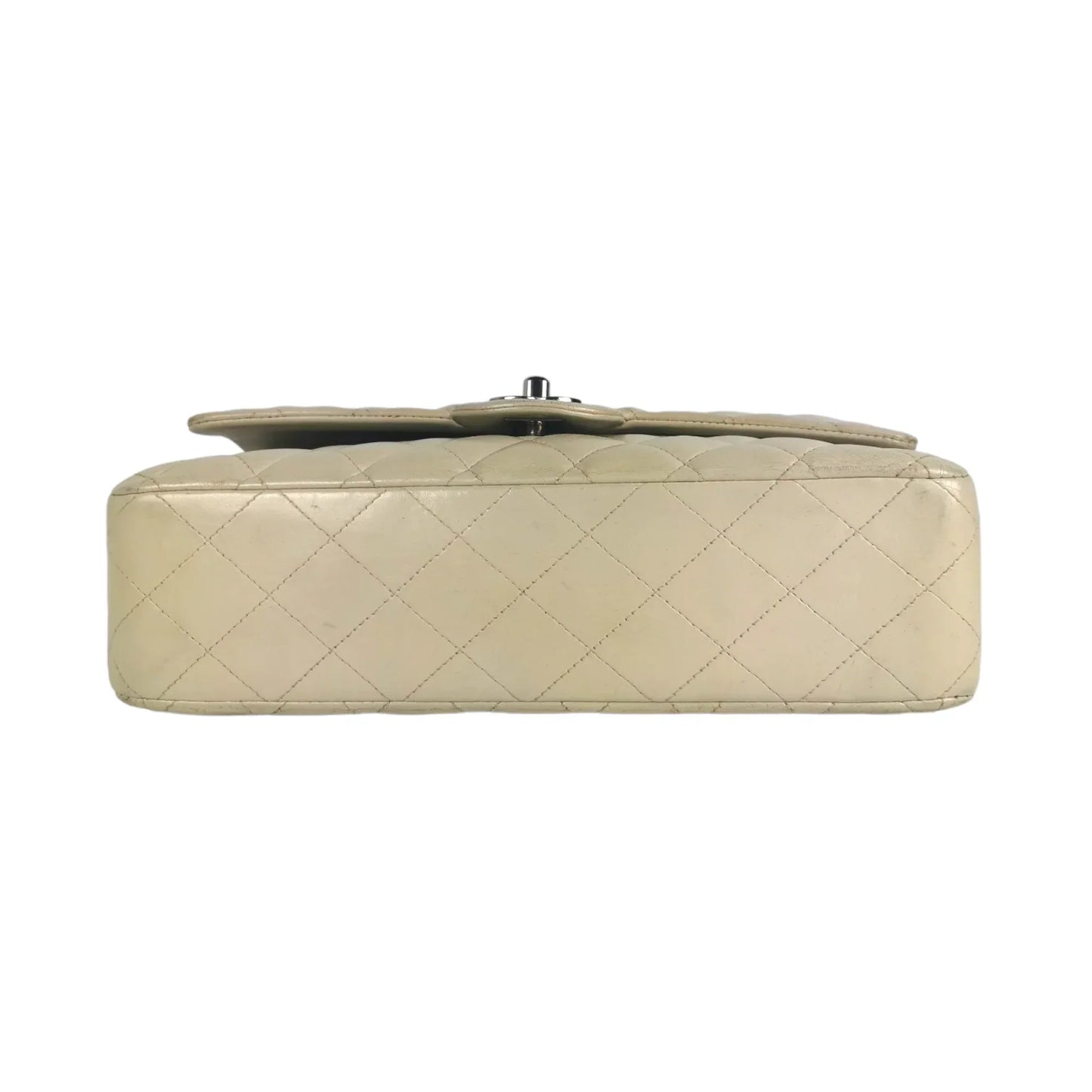 Chanel Classic Double Flap Medium Ivory Lambskin Silver