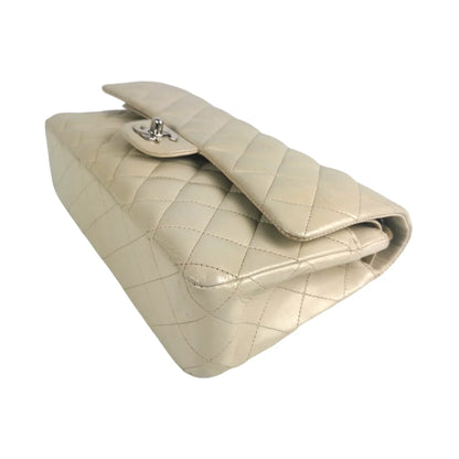 Chanel Classic Double Flap Medium Ivory Lambskin Silver