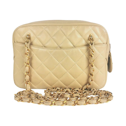 Chanel Camera Bag Small Beige Lambskin Gold