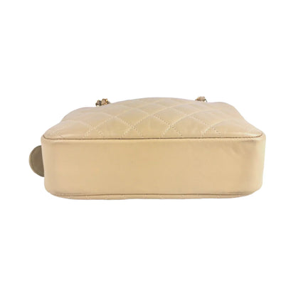 Chanel Camera Bag Small Beige Lambskin Gold