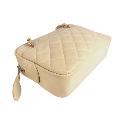 Chanel Camera Bag Small Beige Lambskin Gold