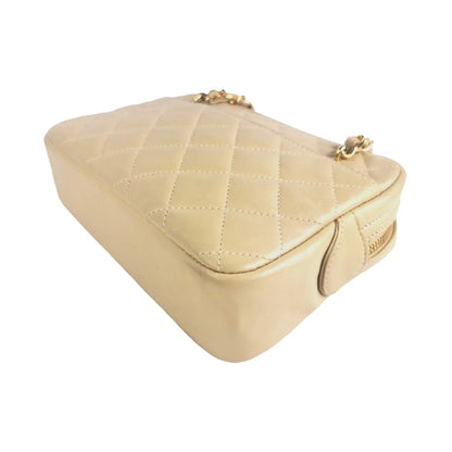 Chanel Camera Bag Small Beige Lambskin Gold