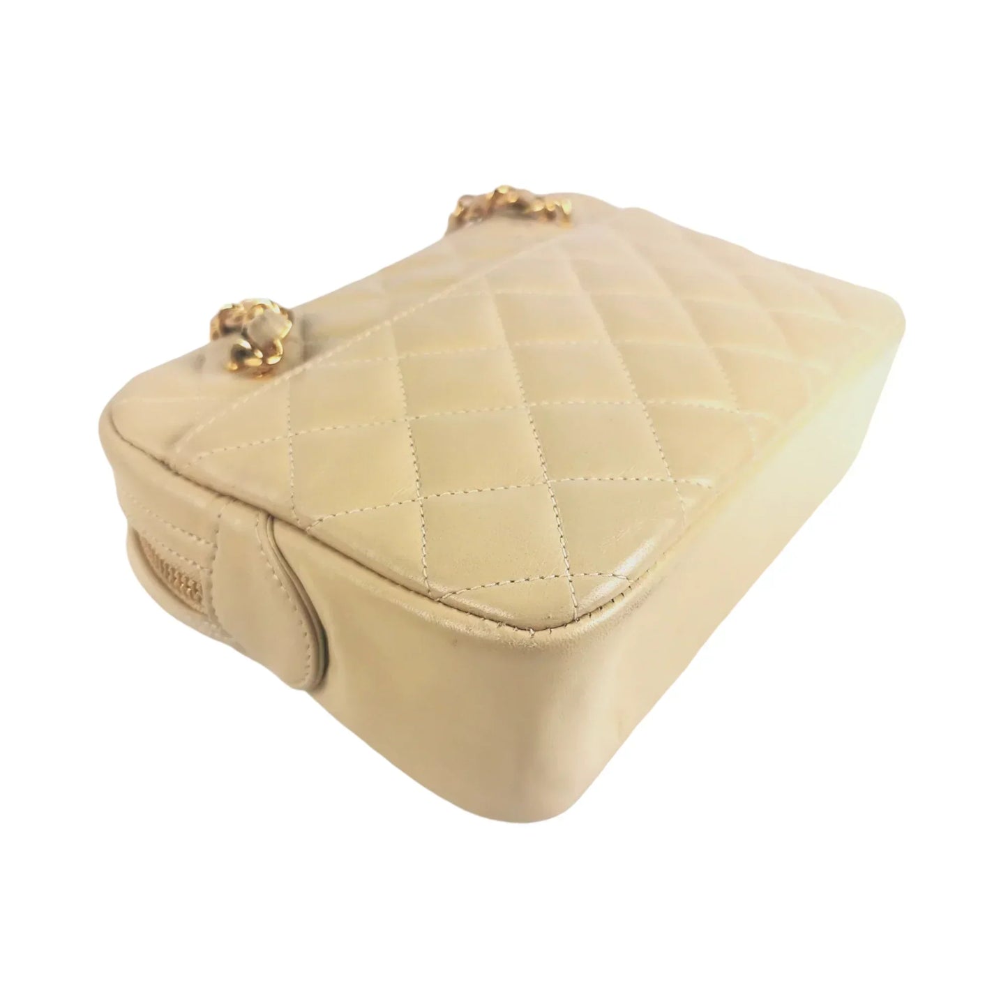 Chanel Camera Bag Small Beige Lambskin Gold