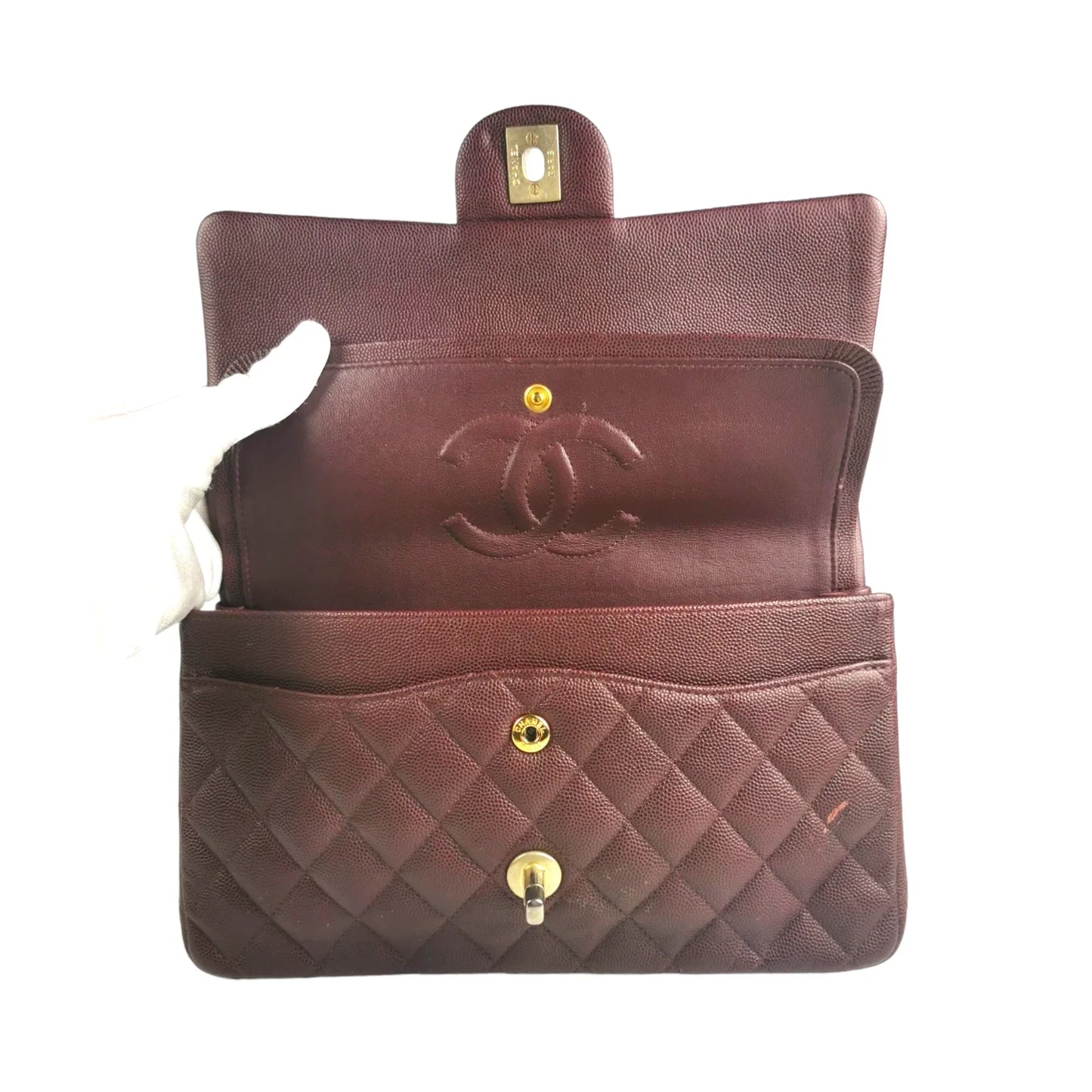 Chanel Classic Double Flap Medium Burgundy Caviar Gold