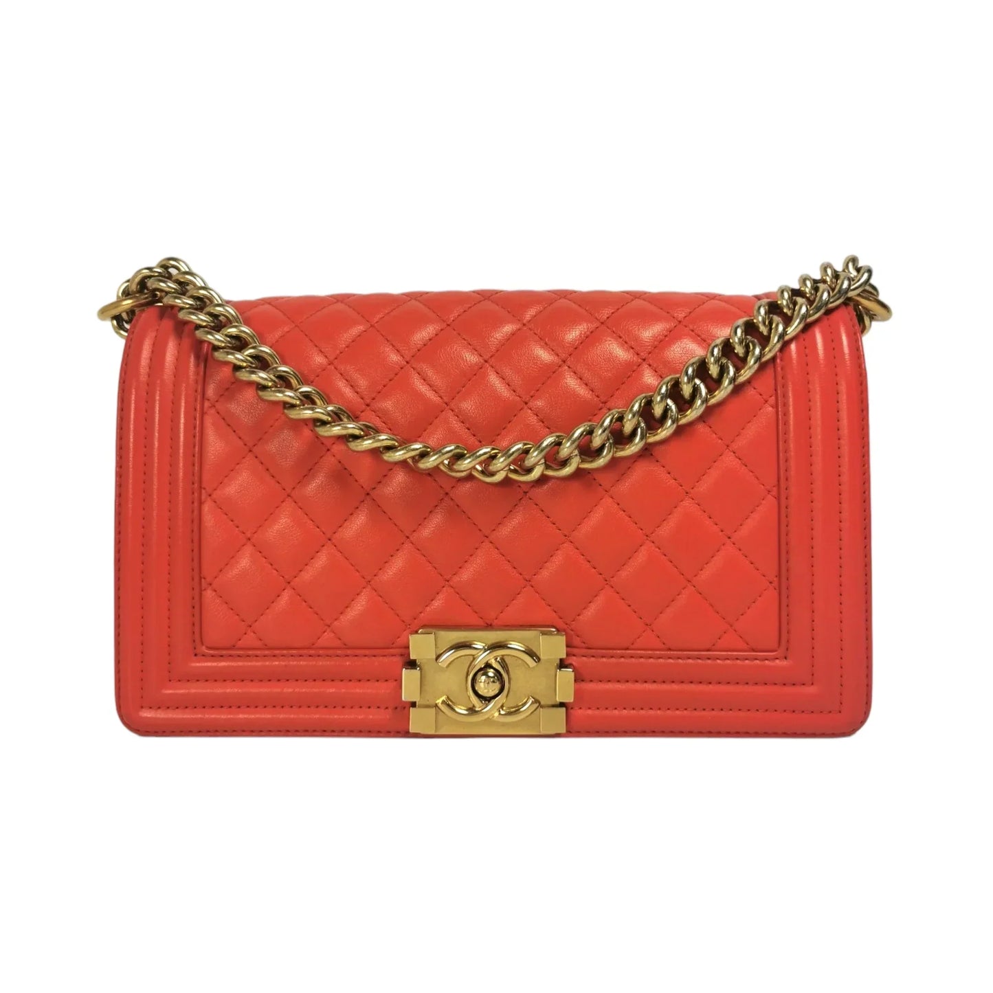 Chanel Boy Medium Red Lambskin Gold