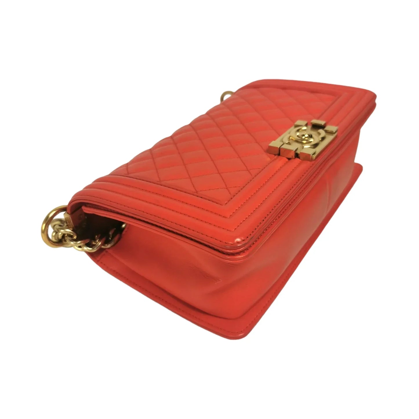 Chanel Boy Medium Red Lambskin Gold