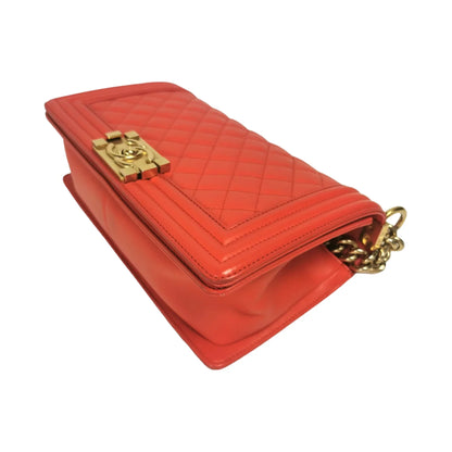 Chanel Boy Medium Red Lambskin Gold