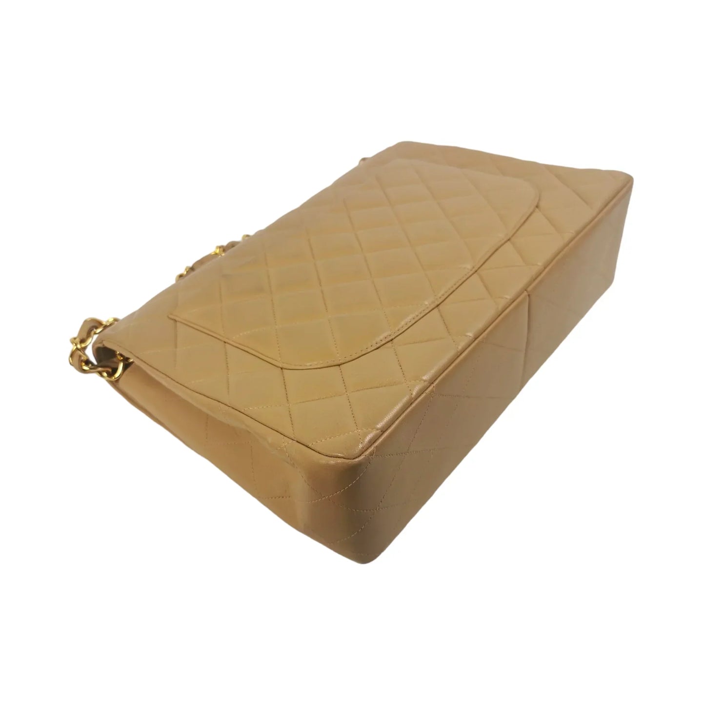 Chanel Classic Single Flap Jumbo Tan Beige Lambskin Gold