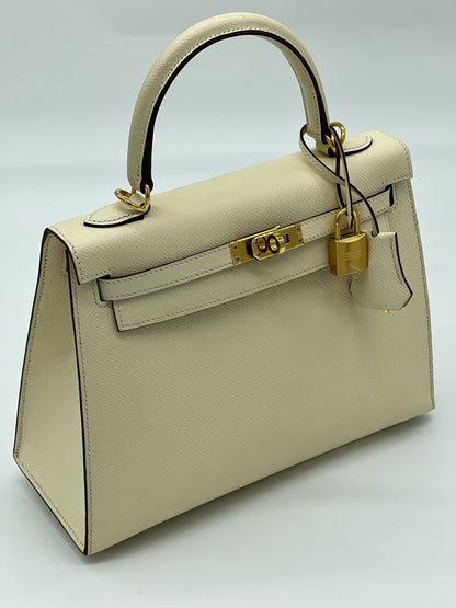 Hermes Kelly 25 Sellier Nata Epsom Gold Hardware