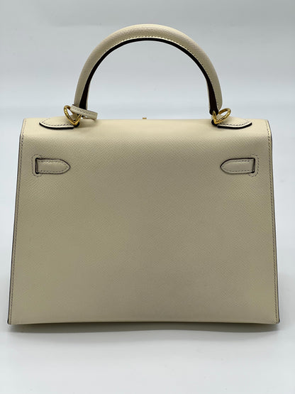 Hermes Kelly 25 Sellier Nata Epsom Gold Hardware