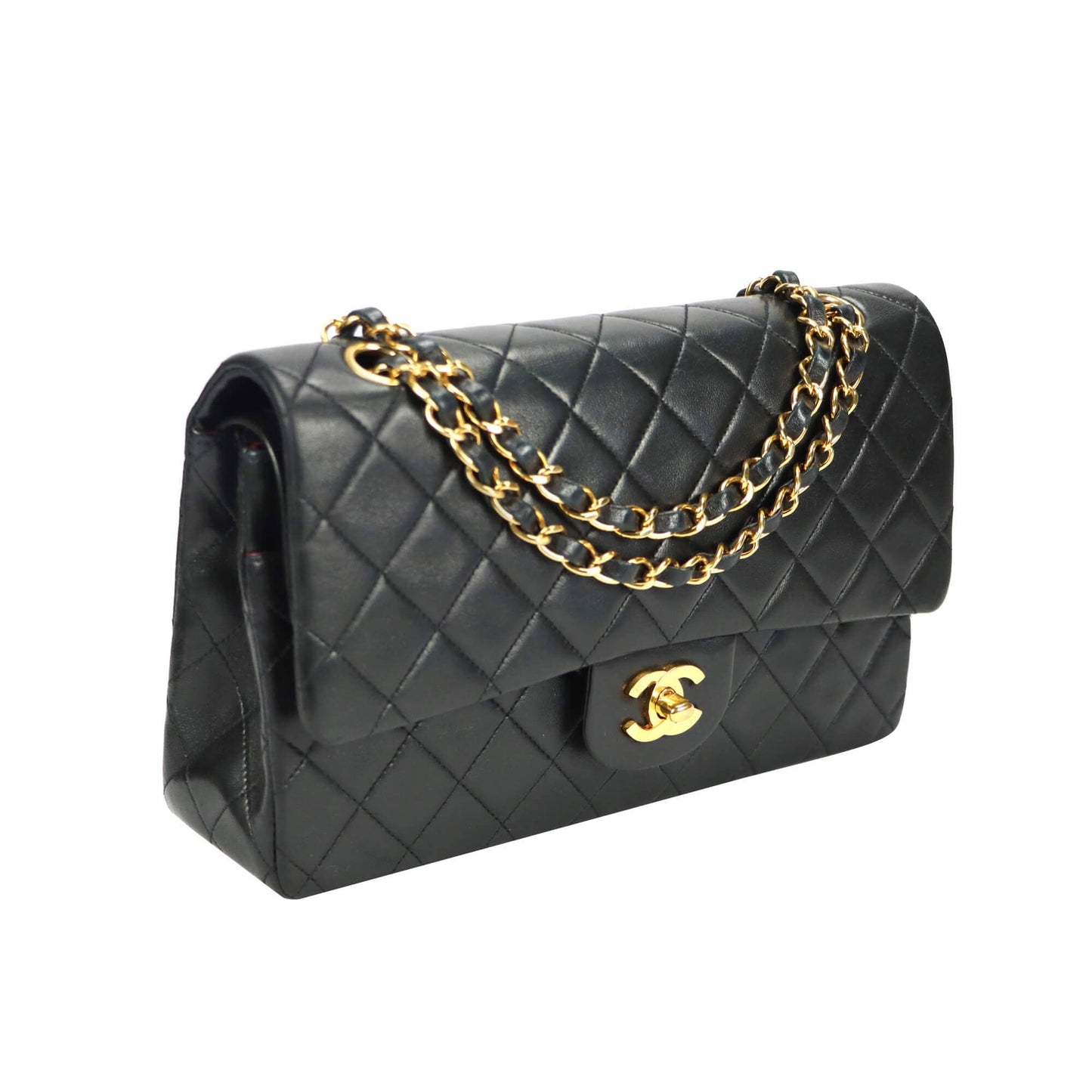 Chanel Classic Double Flap Medium Black Lambskin Gold