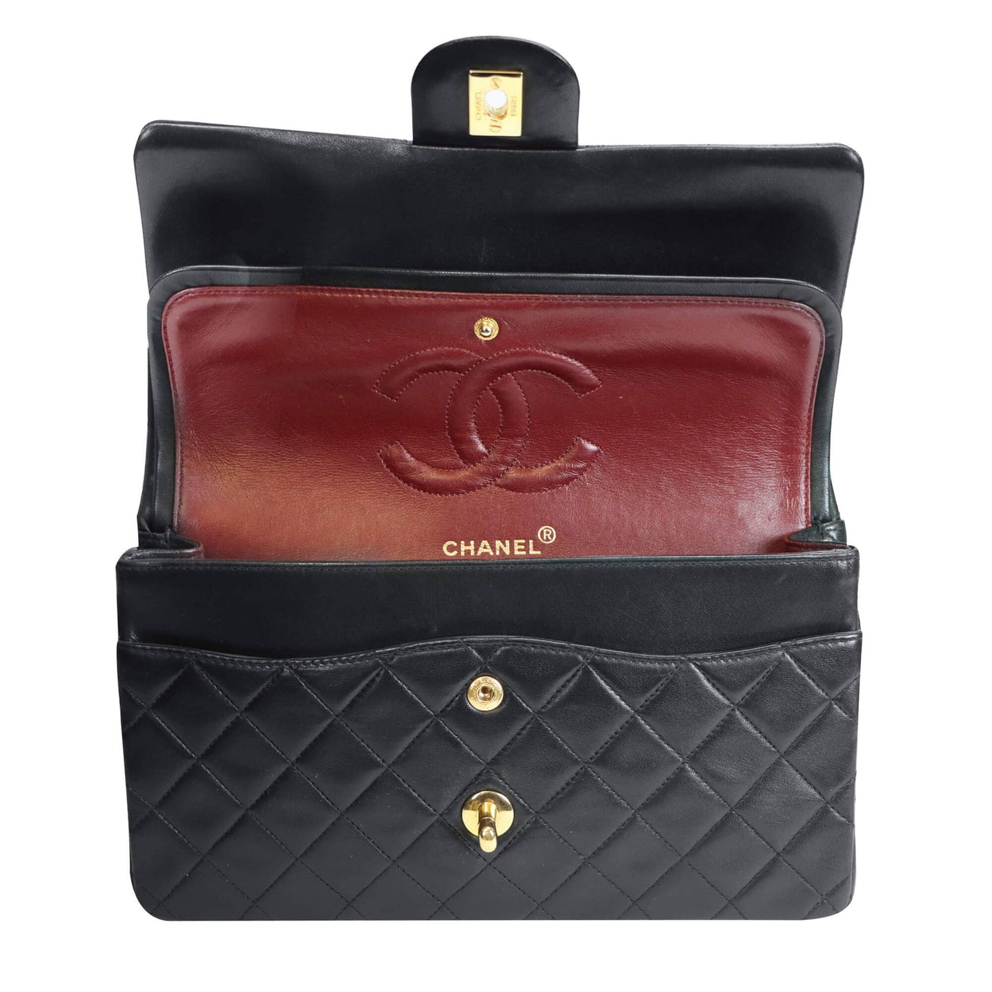 Chanel Classic Double Flap Medium Black Lambskin Gold