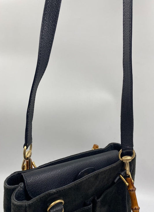 Gucci Black Suede Tote with Bamboo handle