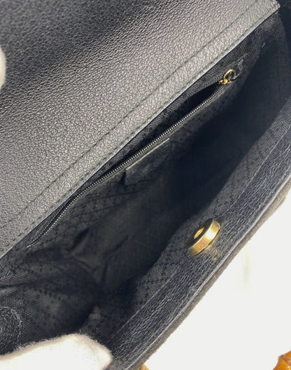 Gucci Black Suede Tote with Bamboo handle