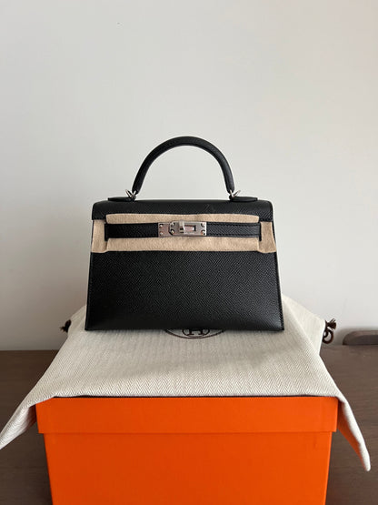 Hermès Mini Kelly 20 Black Epsom PHW