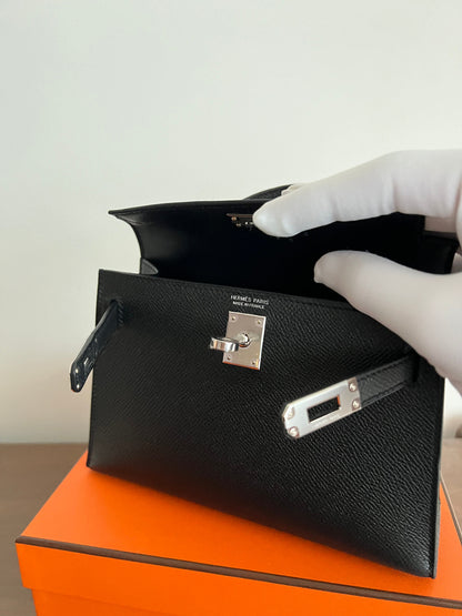 Hermès Mini Kelly 20 Black Epsom PHW