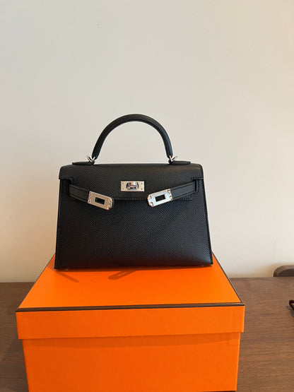 Hermès Mini Kelly 20 Black Epsom PHW