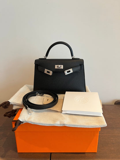 Hermès Mini Kelly 20 Black Epsom PHW