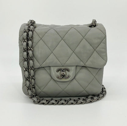 Chanel Grey Quilted Leather Mini Accordion Bag