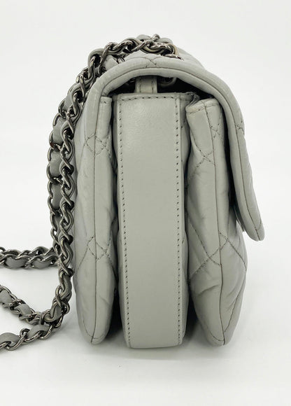 Chanel Grey Quilted Leather Mini Accordion Bag