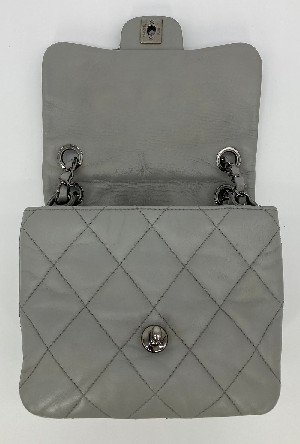 Chanel Grey Quilted Leather Mini Accordion Bag