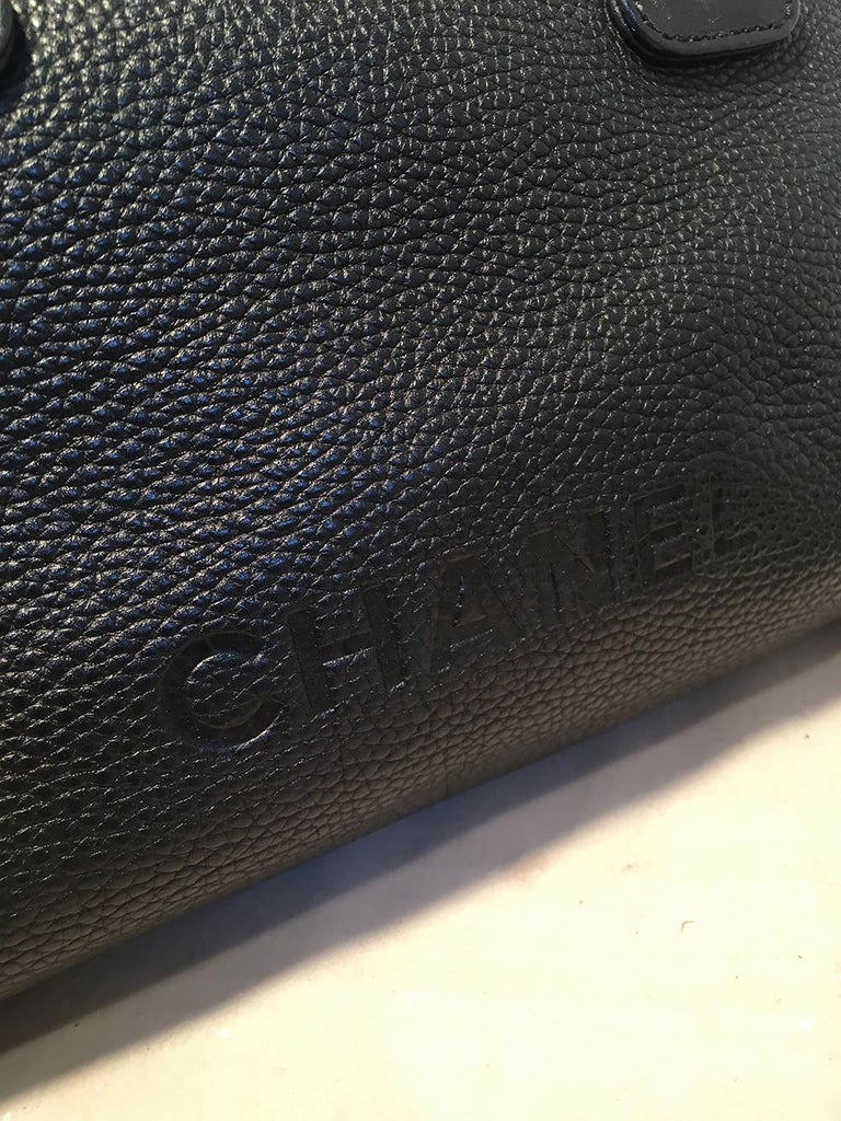 Chanel Black Leather Zip and Tassel Pull Tote Bag