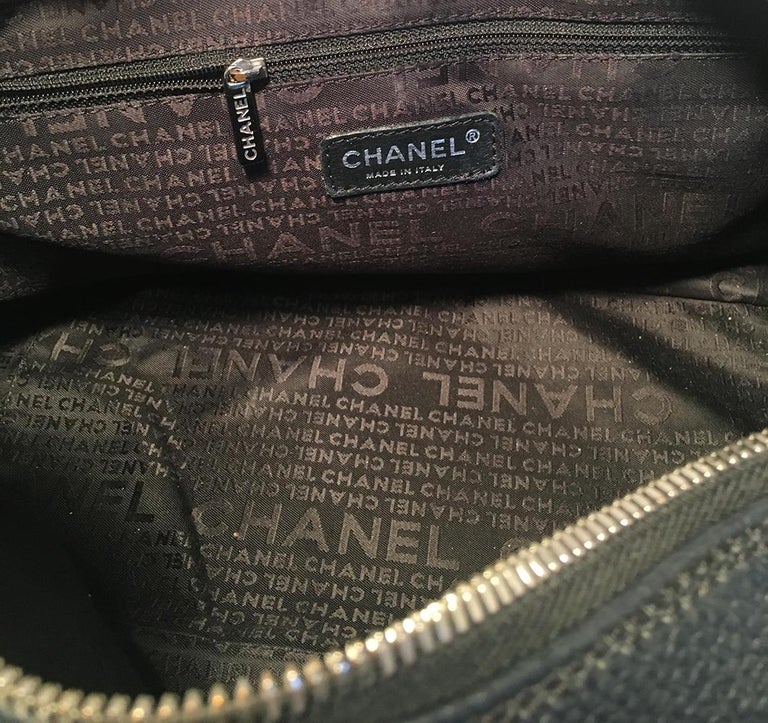 Chanel Black Leather Zip and Tassel Pull Tote Bag