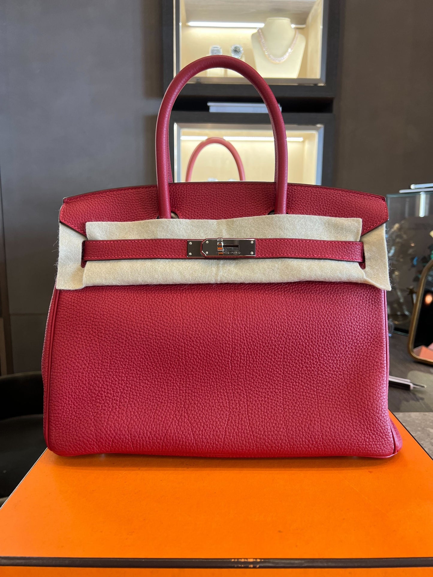 Hermes Birkin 30 Rouge Vif Togo Palladium Hardware