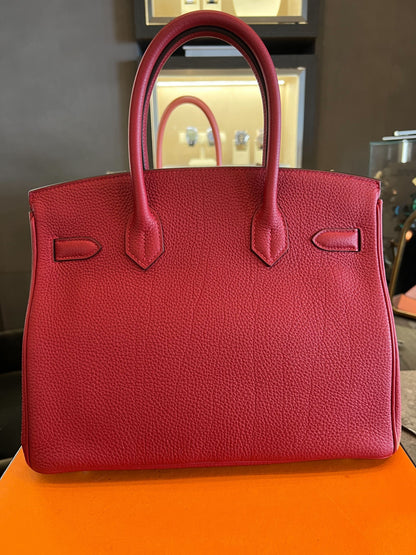 Hermes Birkin 30 Rouge Vif Togo Palladium Hardware