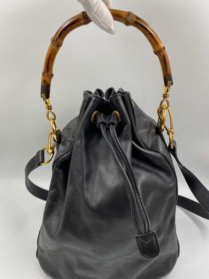 Gucci Black Bucket Bag with Bamboo Handles