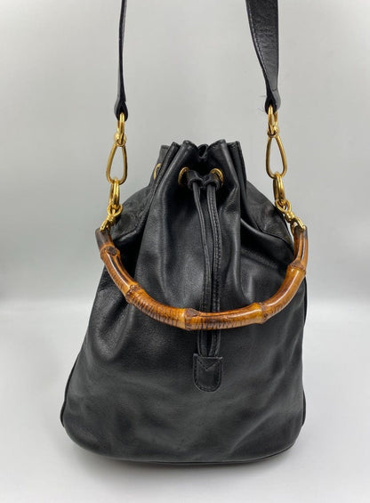 Gucci Black Bucket Bag with Bamboo Handles