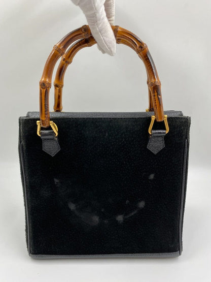 Gucci Black Suede Tote with Bamboo handle