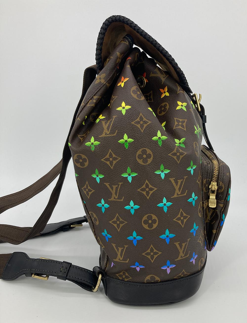 Louis Vuitton  OOAK Hand Painted Leather Wrapped Montsouris GM Backpack