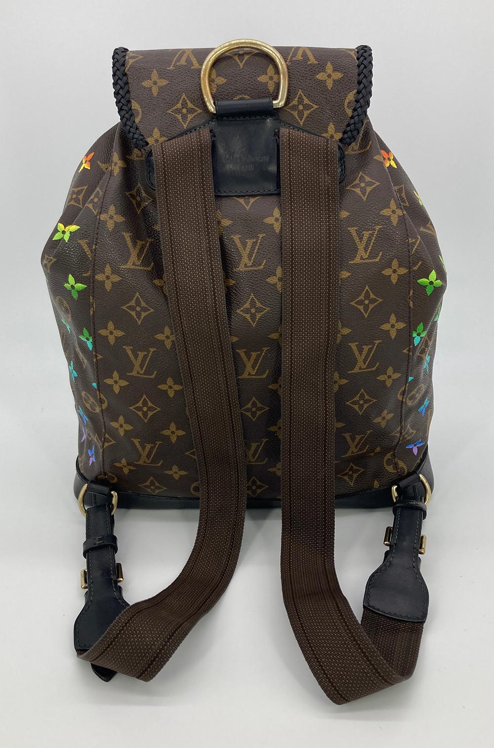 Louis Vuitton  OOAK Hand Painted Leather Wrapped Montsouris GM Backpack