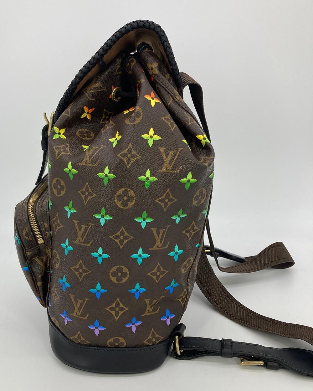 Louis Vuitton  OOAK Hand Painted Leather Wrapped Montsouris GM Backpack