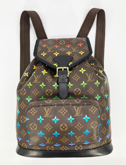 Louis Vuitton  OOAK Hand Painted Leather Wrapped Montsouris GM Backpack