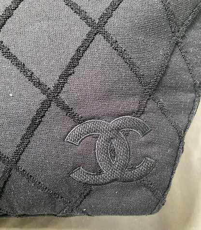 Chanel Black Canvas Raw Edge Tote Bag