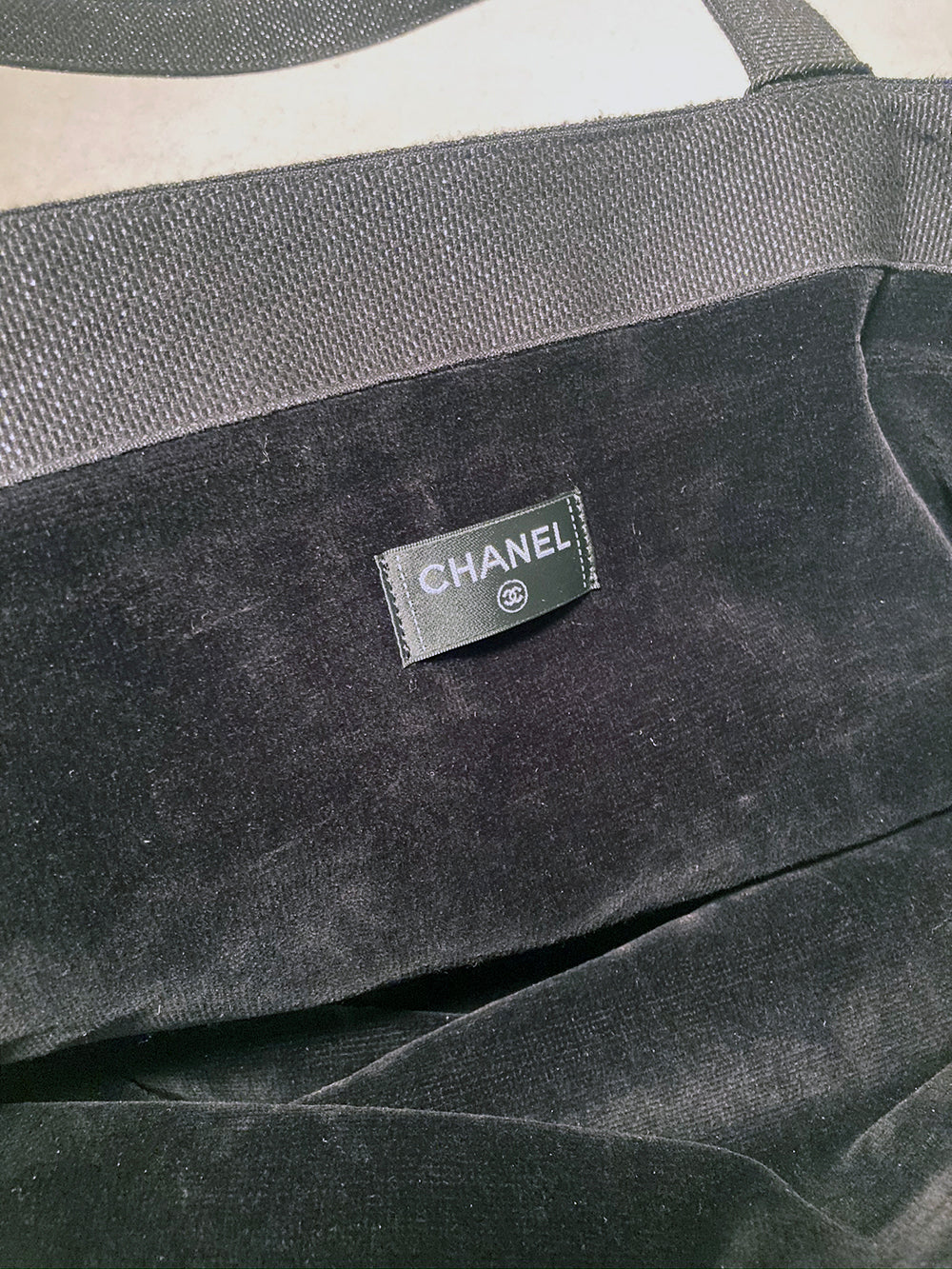 Chanel Black Canvas Raw Edge Tote Bag