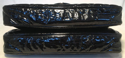 Chanel Black Patent Leather 2 way Classic Flap Shoulder Bag