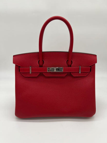 Hermes Birkin 30 Rouge Casaque Epsom Palladium Hardware