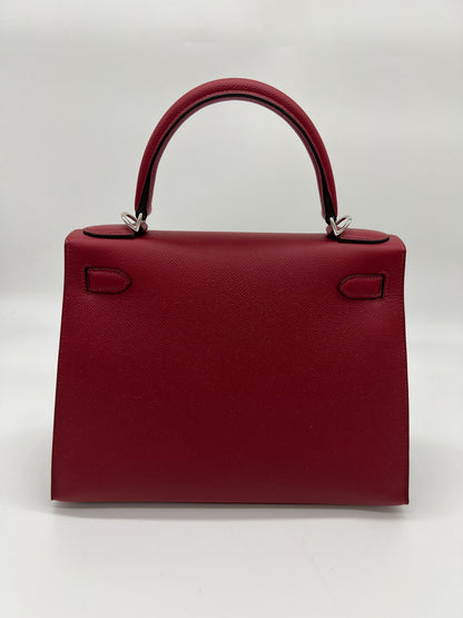 Hermes Kelly II 28 Sellier Verso Veau Epsom AJ Rouge Grenat Rose Pourpre