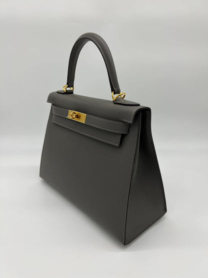 Hermes Kelly II Sellier 28 Gris Meyer Epsom Leather