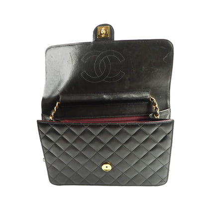 Chanel Flap Bag Push Lock Medium Black Lambskin Gold